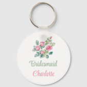 Blush Pink Rose Bruidsmeisje Sleutelhanger (Achterkant)