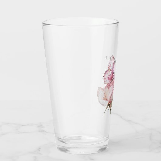 Blush Pink Rose Butterfly   Glas (Rechts)
