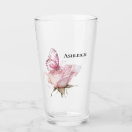 Blush Pink Rose Butterfly   Glas