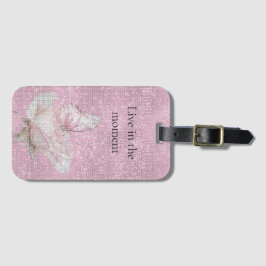 Blush Pink Rose Butterfly Sparkle  Bagagelabel