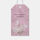 Blush Pink Rose Butterfly Sparkle Birthday Cadeaulabel (Voorkant)