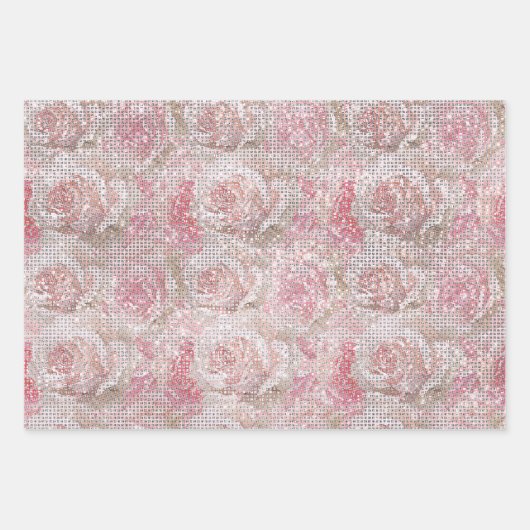 Blush Pink Rose Butterfly Sparkle Birthday Inpakpapier Vel (Voorkant 3)