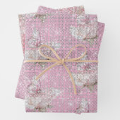 Blush Pink Rose Butterfly Sparkle Birthday Inpakpapier Vel (In situ)