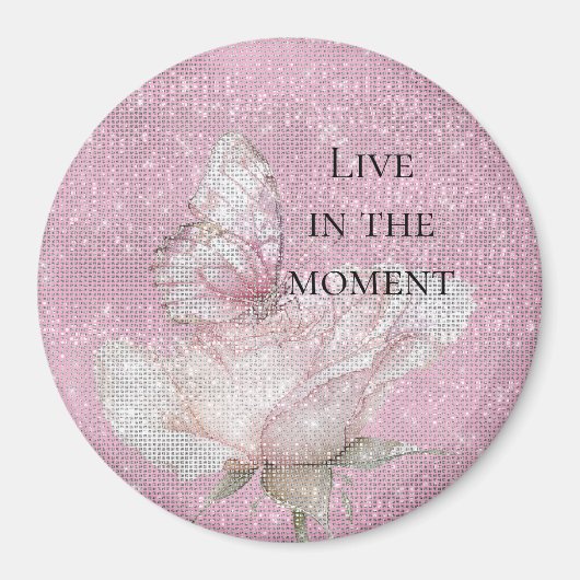 Blush Pink Rose Butterfly Sparkle   Magneet (Voorkant)