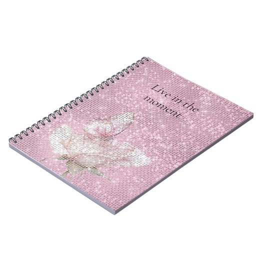 Blush Pink Rose Butterfly Sparkle Notitieboek (Linkerzijde)