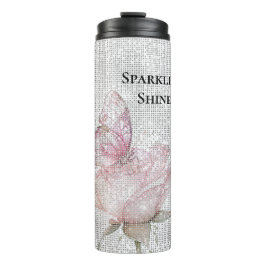 Blush Pink Rose Butterfly Sparkle  Thermosbeker