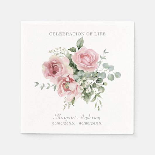 Blush Pink Rose Celebration of Life Servet (Voorkant)