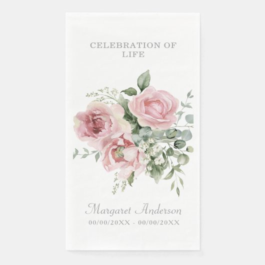 Blush Pink Rose Celebration of Life Servet (Voorkant)