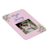 Blush Pink Rose Custom Foto Opslaan van de Datum Magneet (Rechterzijde)