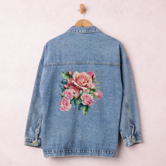 Blush Pink Rose Denim Jacket (Hangar)