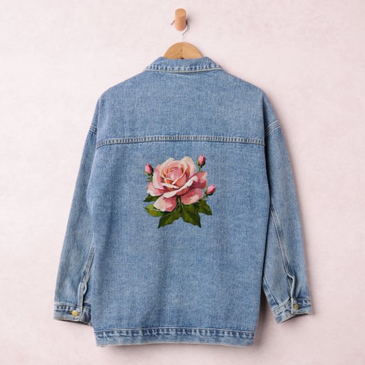 Blush Pink Rose Denim Jacket (Hangar)
