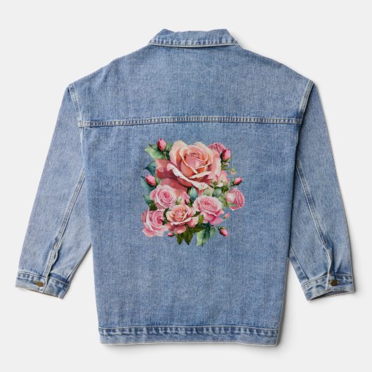 Blush Pink Rose Denim Jacket (Achterkant)