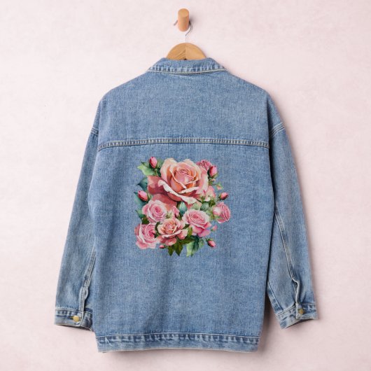 Blush Pink Rose Denim Jacket (Hangar)