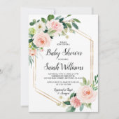 Blush Pink Rose Elegant Baby shower Kaart (Voorkant)