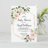 Blush Pink Rose Elegant Baby shower Kaart (Staand voorkant)