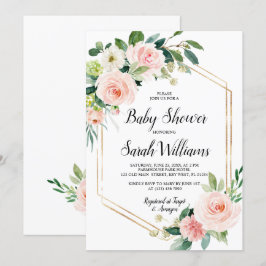 Blush Pink Rose Elegant Baby shower Kaart