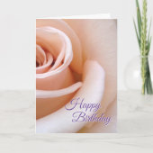 Blush Pink Rose Elegant Script Boho Happy Birthday Kaart (Voorkant)