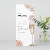 Blush Pink Rose Elegant Vrijgezellenfeest Menu (Staand voorkant)