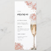 Blush Pink Rose Elegant Vrijgezellenfeest Menu (Voorkant)