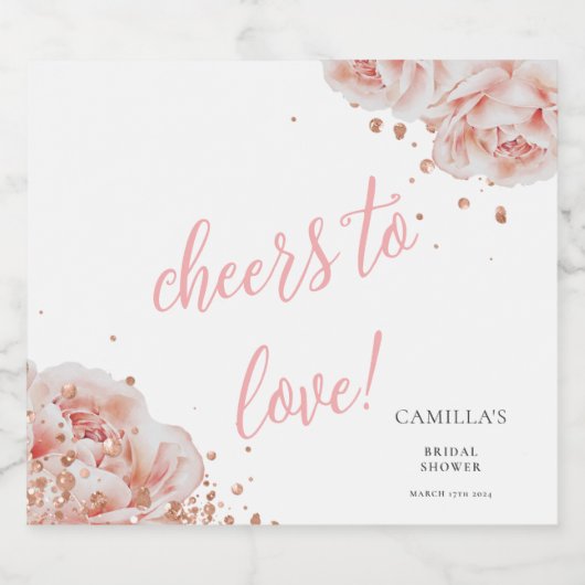 Blush Pink Rose Elegant Vrijgezellenfeest Sparkling Wijnetiket (Enkel label)