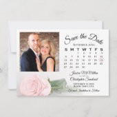 Blush Pink Rose Elegante Trouwkalender & Foto Save The Date (Voorkant)