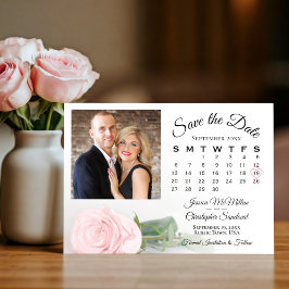 Blush Pink Rose Elegante Trouwkalender & Foto Save The Date