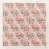 Blush Pink Rose en Kant Pattern  Glazen Onderzetter (Voorkant)
