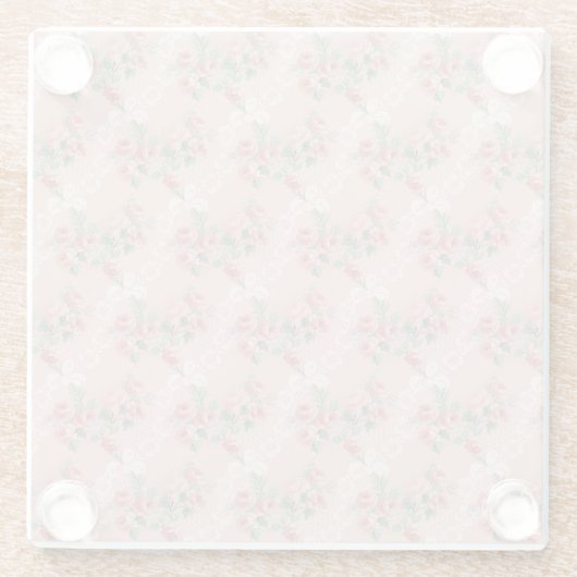 Blush Pink Rose en Kant Pattern  Glazen Onderzetter (Achterkant)