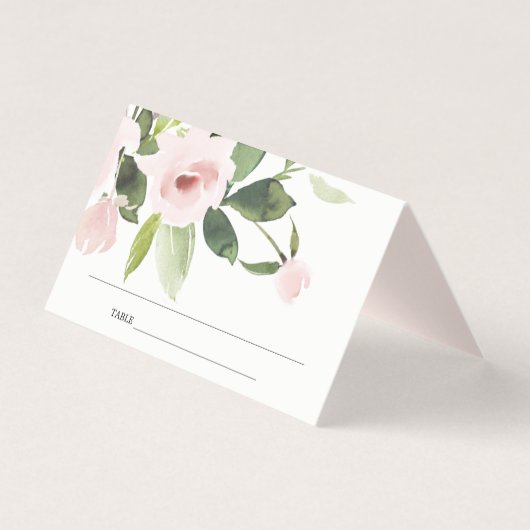 BLUSH PINK ROSE FIRST HOLY COMMUNION PLACE CARD KAART (Voorkant)