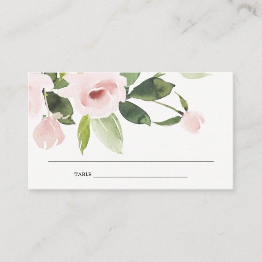 BLUSH PINK ROSE FIRST HOLY COMMUNION PLACE CARD VISITEKAARTJE (Voorkant)