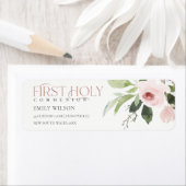 BLUSH PINK ROSE FLORA EERST HOLY COMMUNION ADDRESS ETIKET (Insitu)