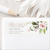 BLUSH PINK ROSE FLORA EERST HOLY COMMUNION ADDRESS ETIKET (Insitu)