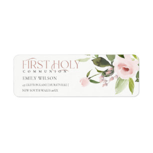 BLUSH PINK ROSE FLORA EERST HOLY COMMUNION ADDRESS ETIKET