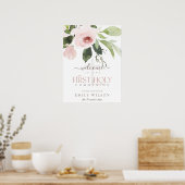 BLUSH PINK ROSE FLORA EERST HOLY COMMUNION WELCOMM POSTER (Keuken)