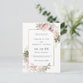 Blush Pink Rose Floral Bewaar de datum Briefkaart (Staand voorkant)