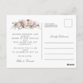 Blush Pink Rose Floral Bewaar de datum Briefkaart (Achterkant)