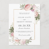Blush Pink Rose Floral Bewaar de datum Briefkaart (Voorkant)
