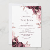 Blush Pink Rose Floral Classic Wedding  Kaart (Voorkant)