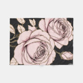 Blush Pink Rose Floral Fleece Blanket Deken (Voorkant (Horizontaal))