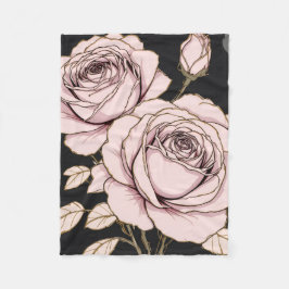 Blush Pink Rose Floral Fleece Blanket Deken