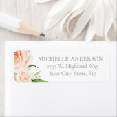 Blush Pink Rose Floral Garden Return Address Label (Insitu)