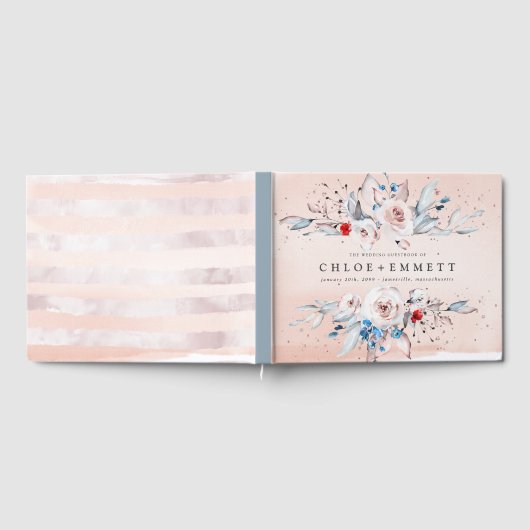 Blush Pink Rose Floral gepersonaliseerd Gastenboek (Volledig)