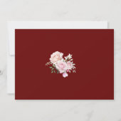 Blush Pink Rose Floral Gold Burgundy 3 Foto Save The Date (Achterkant)