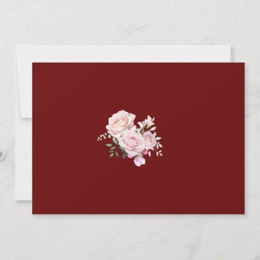 Blush Pink Rose Floral Gold Burgundy 3 Foto Save The Date (Achterkant)