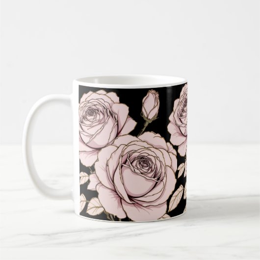 Blush Pink Rose Floral Mug Koffiemok (Links)