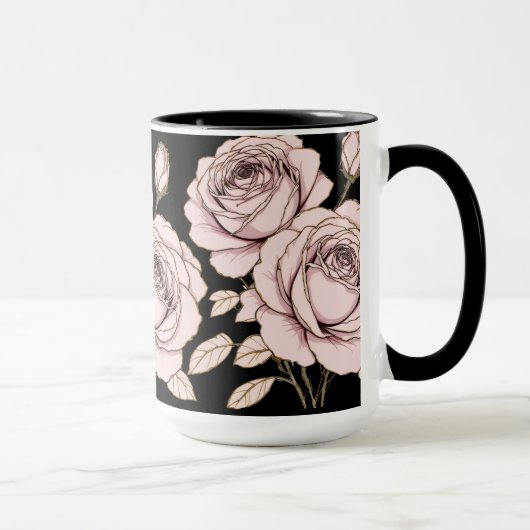 Blush Pink Rose Floral Mug Mok (Rechts)