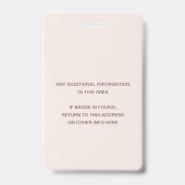 BLUSH PINK ROSE FLORAL STUDENT TEACHER HALL PASS BADGE (Achterkant)