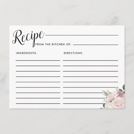 Blush Pink Rose Floral Vrijgezellenfeest Recept Ka Informatiekaartje (Voorkant)