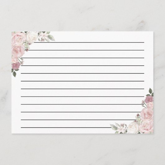 Blush Pink Rose Floral Vrijgezellenfeest Recept Ka Informatiekaartje (Achterkant)