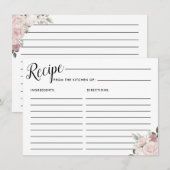 Blush Pink Rose Floral Vrijgezellenfeest Recept Ka Informatiekaartje (Voorkant / Achterkant)